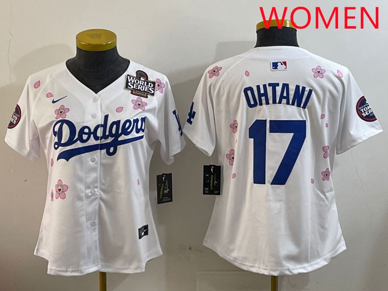 Women Los Angeles Dodgers #17 Ohtani White Sakura Edition 2025 Nike MLB Jersey style 2